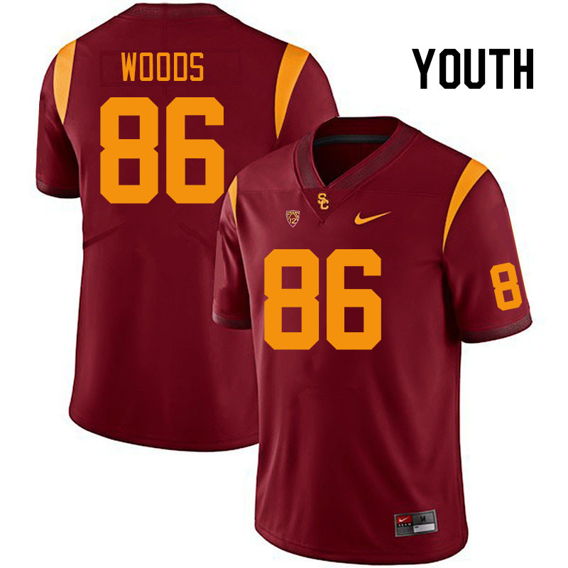 Youth #86 CJ Woods USC Trojans College Football Jerseys Stitched Sale-Cardinal